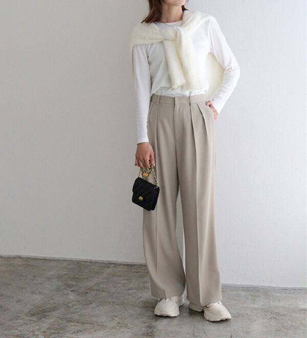 Pierrot（ピエロ）の「【ネックが選べる】テレコリブカットソー（カットソー）」｜詳細画像