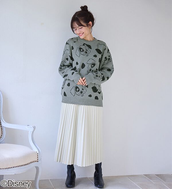 BELLUNA（ベルーナ）の「＜Ｄｉｓｎｅｙ＞【１０１匹ワンちゃん】総柄ジャカードゆったりセーター（ニット・セーター）」｜詳細画像