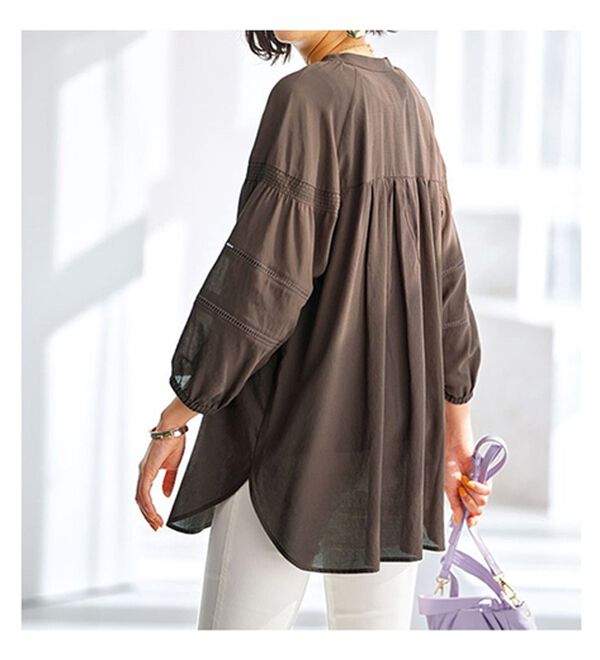 BELLUNA（ベルーナ）の「レーヨン混ビンテージ素材シャツチュニック（チュニック）」｜詳細画像