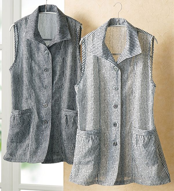 BELLUNA（ベルーナ）の「【２枚組】シャドーチェック素材ストライプベスト（ベスト）」｜2枚組