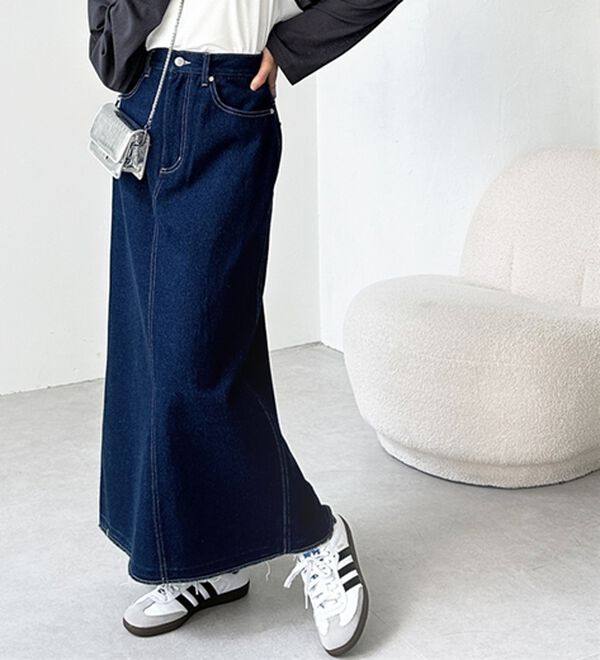 GeeRA（ジーラ）の「バックスリットデニムロングスカート（ロングスカート）」｜詳細画像