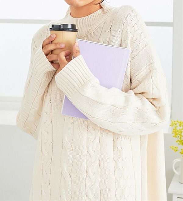 BELLUNA（ベルーナ）の「ケーブル柄ロング丈ニットワンピース（ニットワンピース）」｜詳細画像