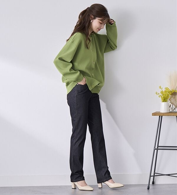 BELLUNA（ベルーナ）の「【選べる裏側】ぐん伸びニットデニムパンツ（フルレングスパンツ）」｜詳細画像