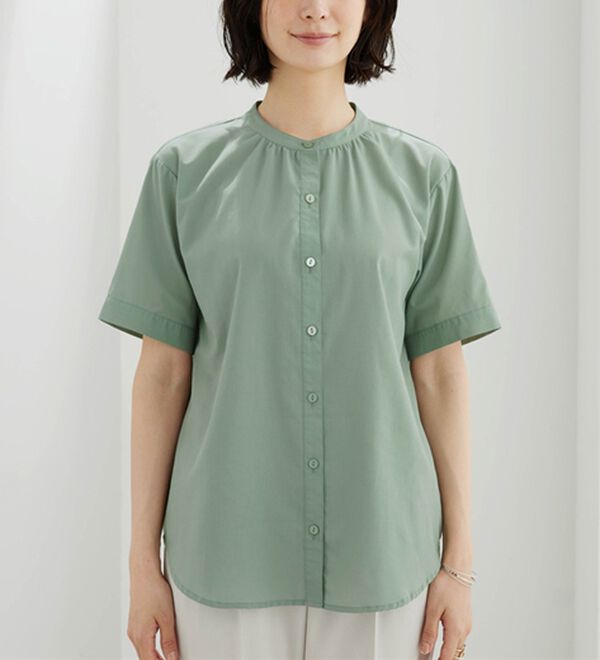 BELLUNA（ベルーナ）の「ギャザー使いバンドカラーブラウス（ブラウス）」｜詳細画像