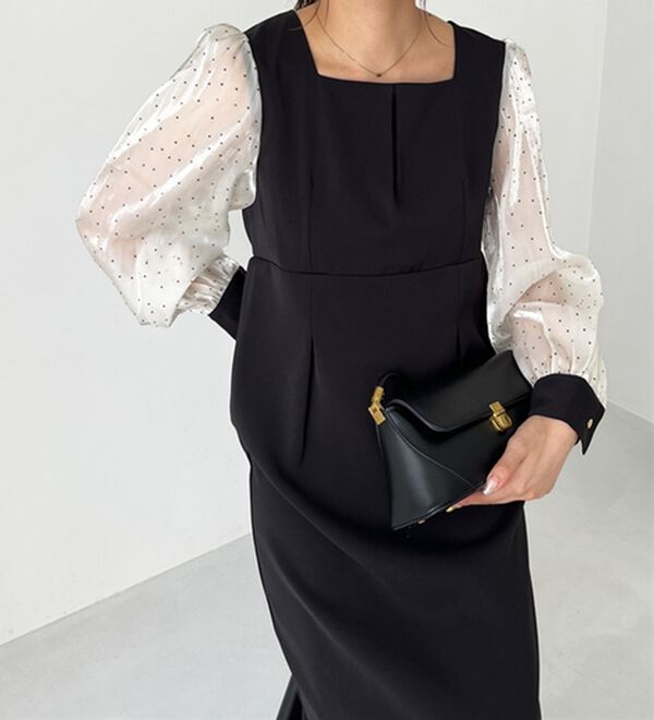 GeeRA（ジーラ）の「【オケージョン】バックリボンシアードット切替ワンピース（その他ワンピース）」｜詳細画像