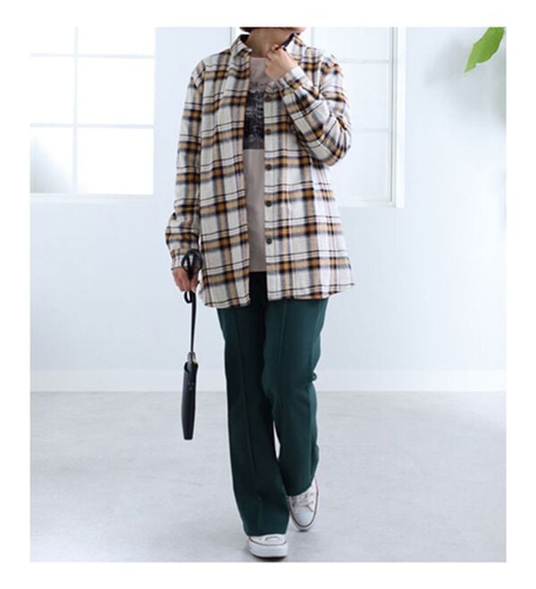 BELLUNA（ベルーナ）の「裏フリース素材チェック柄シャツジャケット（シャツ）」｜詳細画像