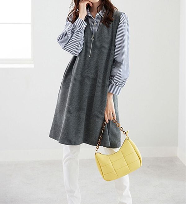 BELLUNA（ベルーナ）の「ボーダージャカード素材ジャンパースカート（ジャンパースカート）」｜詳細画像