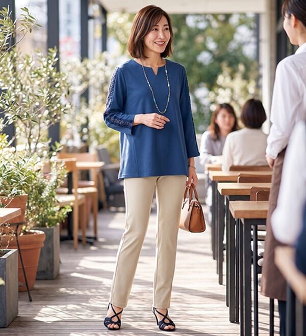 ルフラン（ルフラン）の「日本製すっきりチュニックパンツ（フルレングスパンツ）」｜詳細画像