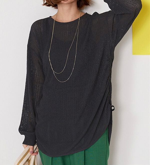 BELLUNA（ベルーナ）の「程よい透け感！メッシュ素材ドロスト使いチュニック（チュニック）」｜詳細画像