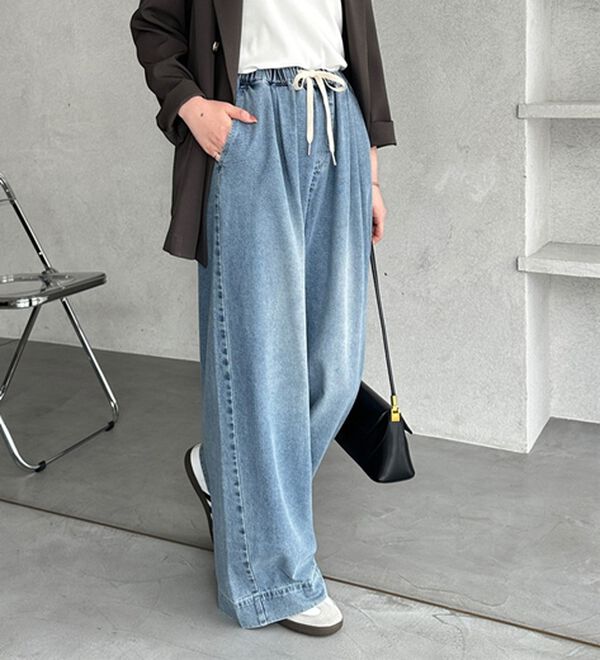 GeeRA（ジーラ）の「美脚見えイージーワイドデニムパンツ（フルレングスパンツ）」｜詳細画像