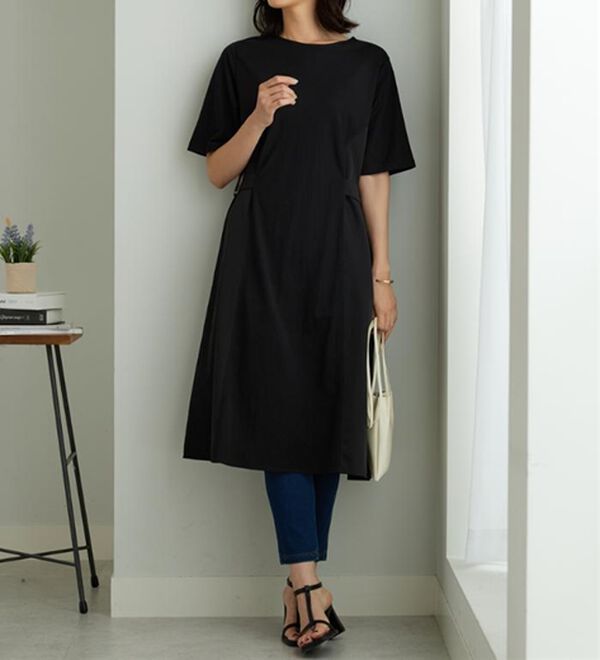 BELLUNA（ベルーナ）の「サイドバックル異素材切替ワンピース（その他ワンピース）」｜詳細画像