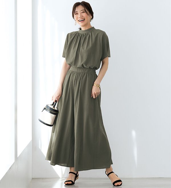 BELLUNA（ベルーナ）の「綿１００％涼やかワイドパンツ（ワイドパンツ・ガウチョ）」｜詳細画像