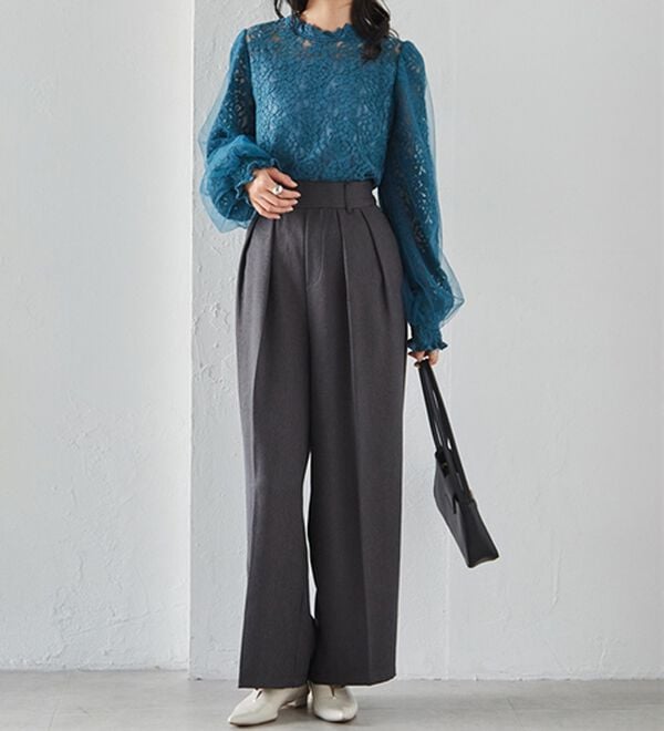 RANAN（ラナン）の「チュールドッキングフラワーレースキャンディースリーブブラウス（ブラウス）」｜詳細画像