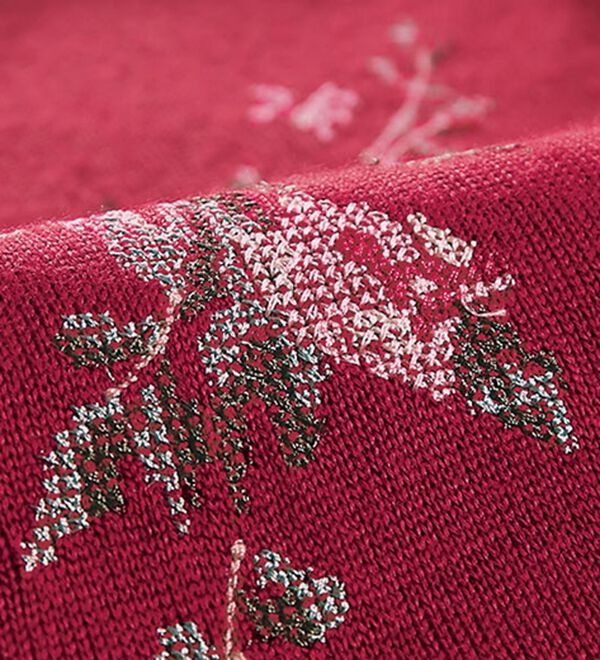 BELLUNA（ベルーナ）の「クロスステッチ刺しゅうカーディガンアンサンブル（ニットカーディガン）」｜詳細画像