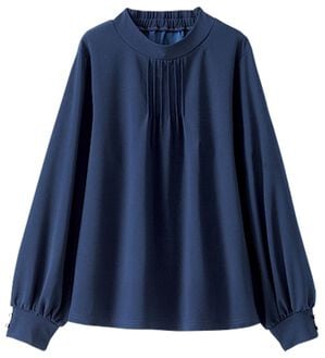 BELLUNA（ベルーナ）の「着脱楽々！袖ボタンデザインブラウス（ブラウス）」｜ネイビー