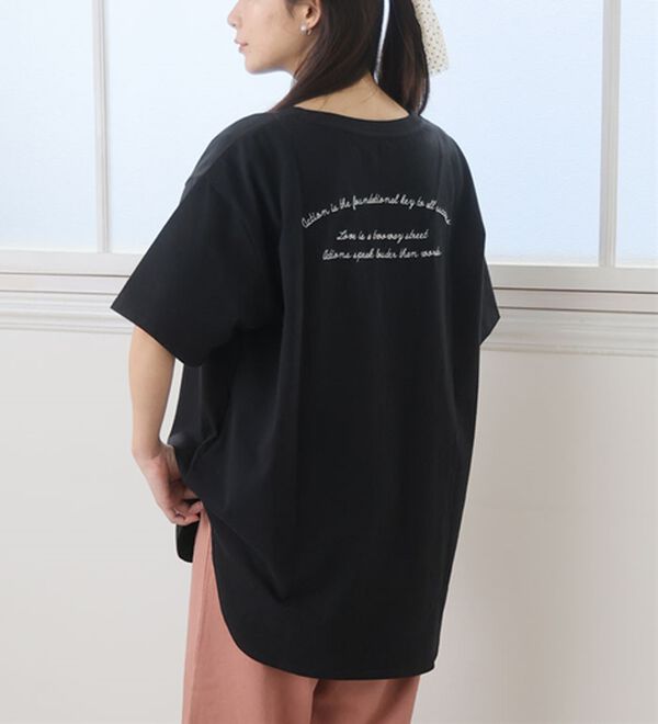 A HAPPY MARILYN（アハッピーマリリン）の「【Ｍ～８Ｌ】綿１００％！楽ちん裾ラウンド涼やかチュニック丈Ｔシャツ（Tシャツ）」｜詳細画像