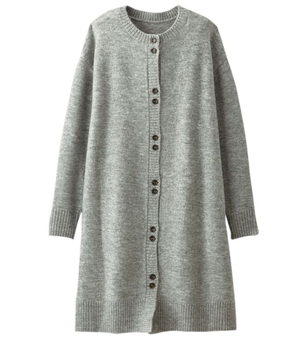 BELLUNA（ベルーナ）の「メランジ調ボタンデザインニットカーディガン（ニットカーディガン）」｜グレー系