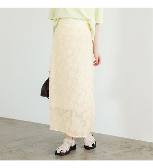 GeeRA（ジーラ）の「フリンジシアージャカードタイトスカート（ロングスカート）」｜詳細画像