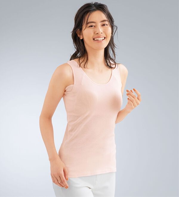 LAVIENNE（ラヴィエンヌ）の「【吸汗速乾】＜さらりラボ＞カップ付タンクトップインナー（ブラトップ・カップ付きインナー）」｜詳細画像