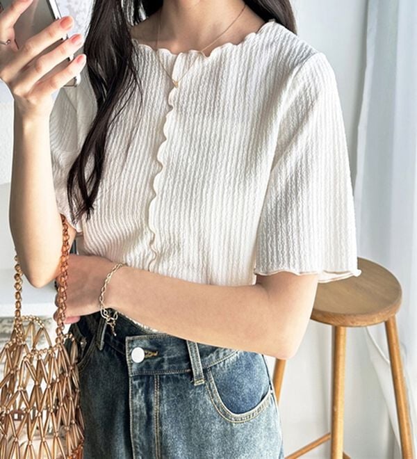 GeeRA（ジーラ）の「前後２ＷＡＹ配色メロー５分袖カットソー（カットソー）」｜詳細画像