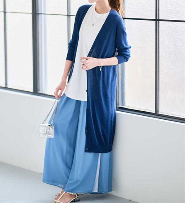 RANAN（ラナン）の「ロング丈Ｖネックニットカーデ（ニットカーディガン）」｜詳細画像