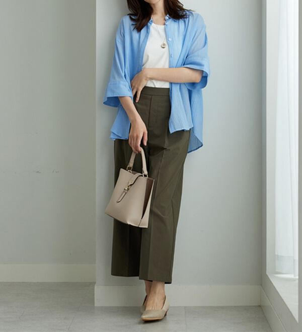 BELLUNA（ベルーナ）の「【ヨコストレッチ・紫外線カット・選べる2丈】サラもちライト快適ワイドパンツ（ワイドパンツ・ガウチョ）」｜詳細画像