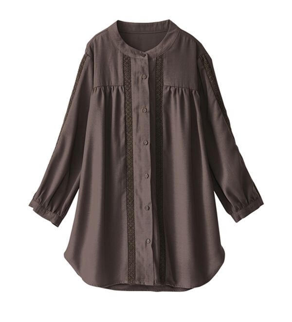 BELLUNA（ベルーナ）の「ビンテージ素材レース使いシャツチュニック（チュニック）」｜詳細画像