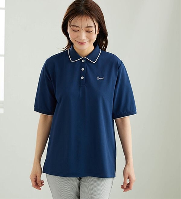 BELLUNA（ベルーナ）の「多機能付配色刺しゅうポロシャツ（カットソー）」｜詳細画像