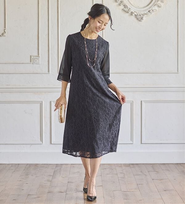 BELLUNA（ベルーナ）の「ロングジャケット花柄レースワンピースアンサンブル（ワンピースセットスーツ）」｜詳細画像