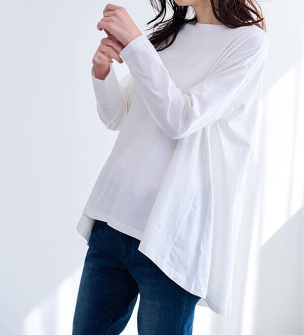 RANAN（ラナン）の「＜ＢＣ＞綿１００％ひんやりフレアーシルエットチュニック（カットソー）」｜詳細画像