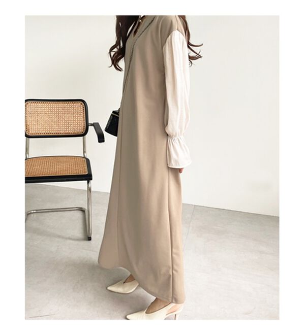 GeeRA（ジーラ）の「ブラウスレイヤード風ドッキングワンピース（カットソーワンピース）」｜詳細画像