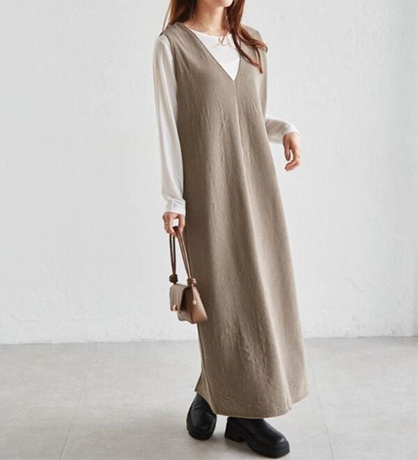 RANAN（ラナン）の「あったか裏ベロアニットコールジャンパースカート（ジャンパースカート）」｜詳細画像