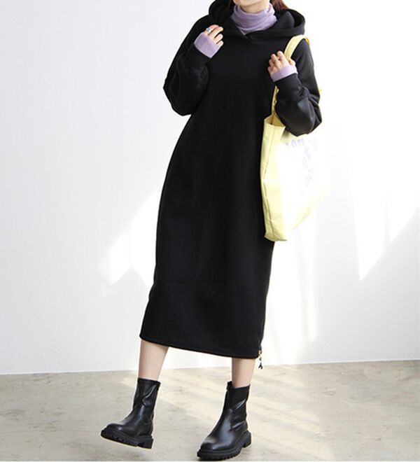 GeeRA（ジーラ）の「裏起毛裾ファスナーパーカーワンピース（カットソーワンピース）」｜詳細画像