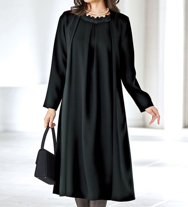 BELLUNA（ベルーナ）の「静電気防止！洗えるゆったりフォーマルワンピース（ブラックフォーマル（喪服・礼服））」｜詳細画像