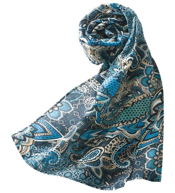 ルフラン（ルフラン）の「コットンシルクプリントストール（ストール・スカーフ・マフラー）」｜ブルー系