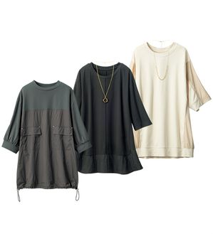 ルフラン（ルフラン）の「【３色組】さらりと着られる異素材切替プルオーバー（カットソー）」｜詳細画像