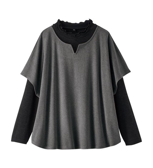 BELLUNA（ベルーナ）の「【2点セット】もちもち素材キーネックポンチョアンサンブル（アンサンブル）」｜詳細画像