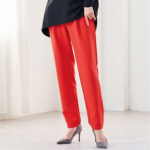 RANAN（ラナン）の「あったか！裏起毛美脚シルエットタックパンツ（フルレングスパンツ）」｜オレンジレッド