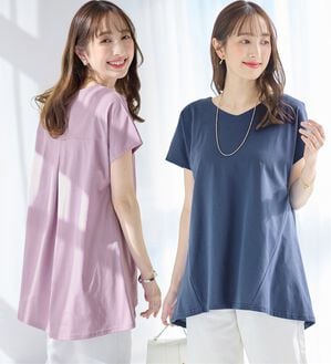 alotta（アロッタ）の「【接触冷感】細見え叶う！ＡラインフレアチュニックＴシャツ（チュニック）」｜詳細画像