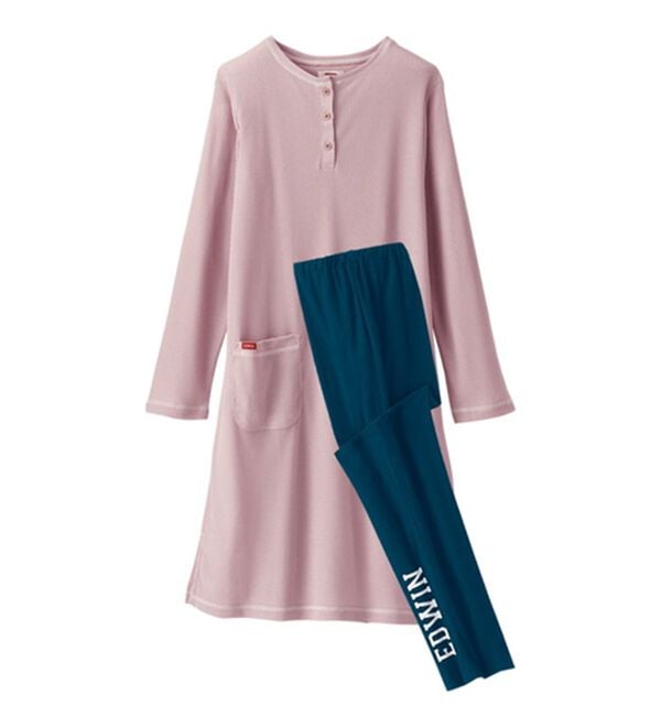 BELLUNA（ベルーナ）の「【ＥＤＷＩＮ】パンツ付ワッフル素材ワンピースルームウェア（パジャマ・ルームウェア）」｜詳細画像