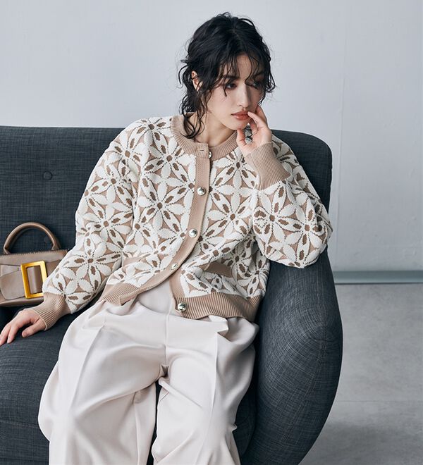 花柄モールジャカードカーデ - ベルーナ【公式】 