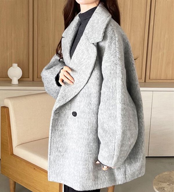 「【YOUING.】シャギーオーバーサイズミドルコート（ハーフコート）」｜詳細画像