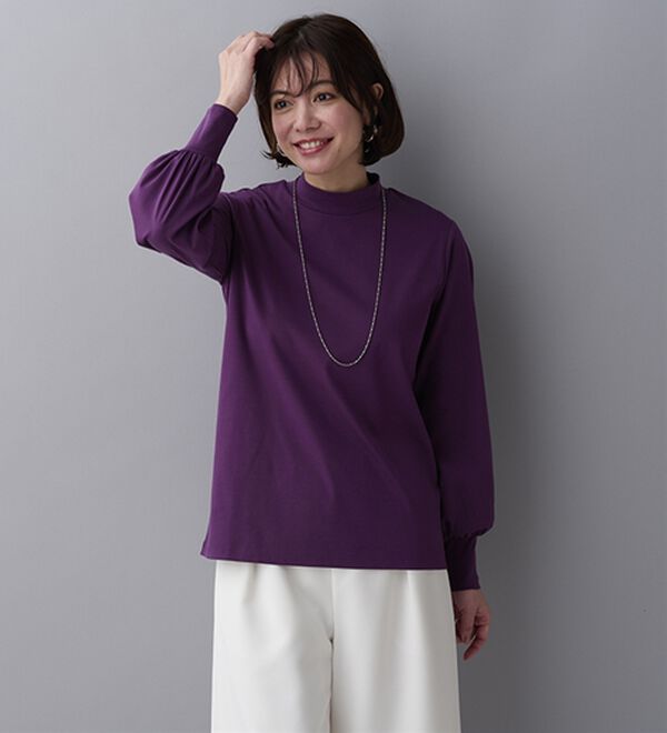 BELLUNA（ベルーナ）の「艶やかコットン１００％プルオーバー（カットソー）」｜詳細画像