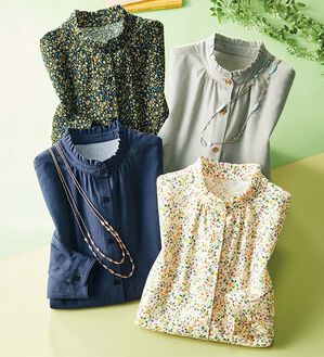 ルフラン（ルフラン）の「選べる♪綿１００％フリル衿ブラウス（ブラウス）」｜詳細画像