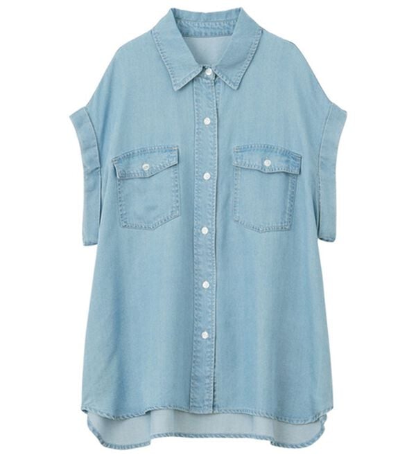 GeeRA（ジーラ）の「着回し自在！フレンチスリーブデニムシャツ（シャツ）」｜詳細画像