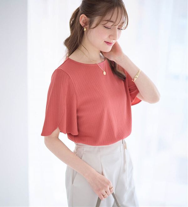 alotta（アロッタ）の「【4つの機能付】ひんやりチューリップ袖ブラウスTシャツ（カットソー）」｜詳細画像