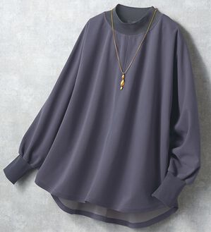 BELLUNA（ベルーナ）の「Ｔシャツ感覚なのにきちんとブラウス見え！カットジョーゼットプルオーバー（ブラウス）」｜パープルグレー