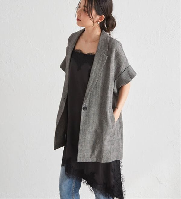 RANAN（ラナン）の「アシメレースサテンチュニック（チュニック）」｜ブラック