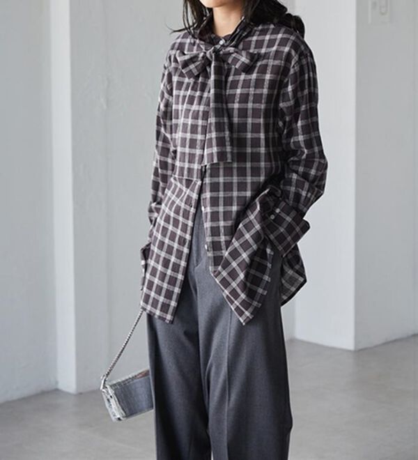 RANAN（ラナン）の「２ｗａｙボウタイチェックシャツ（シャツ）」｜詳細画像