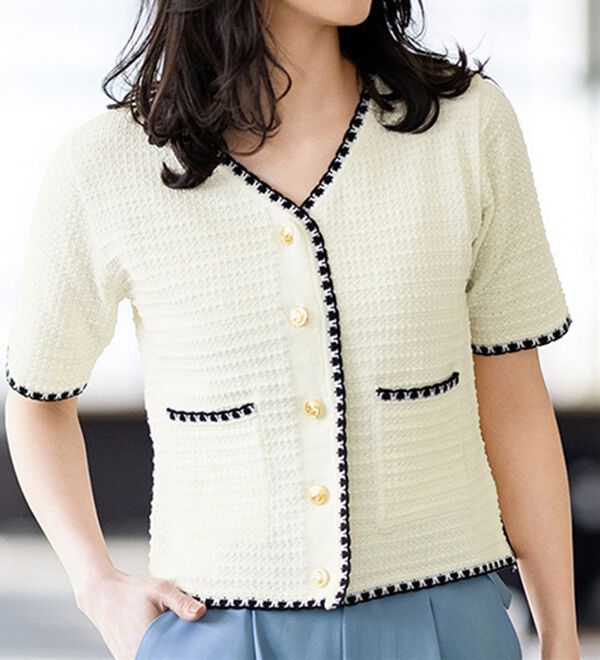 サマーツイード風配色ニットカーディガン - ベルーナ【公式】